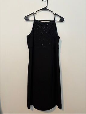 Vintage Jones New York Black Embellished Halter Evening Dress